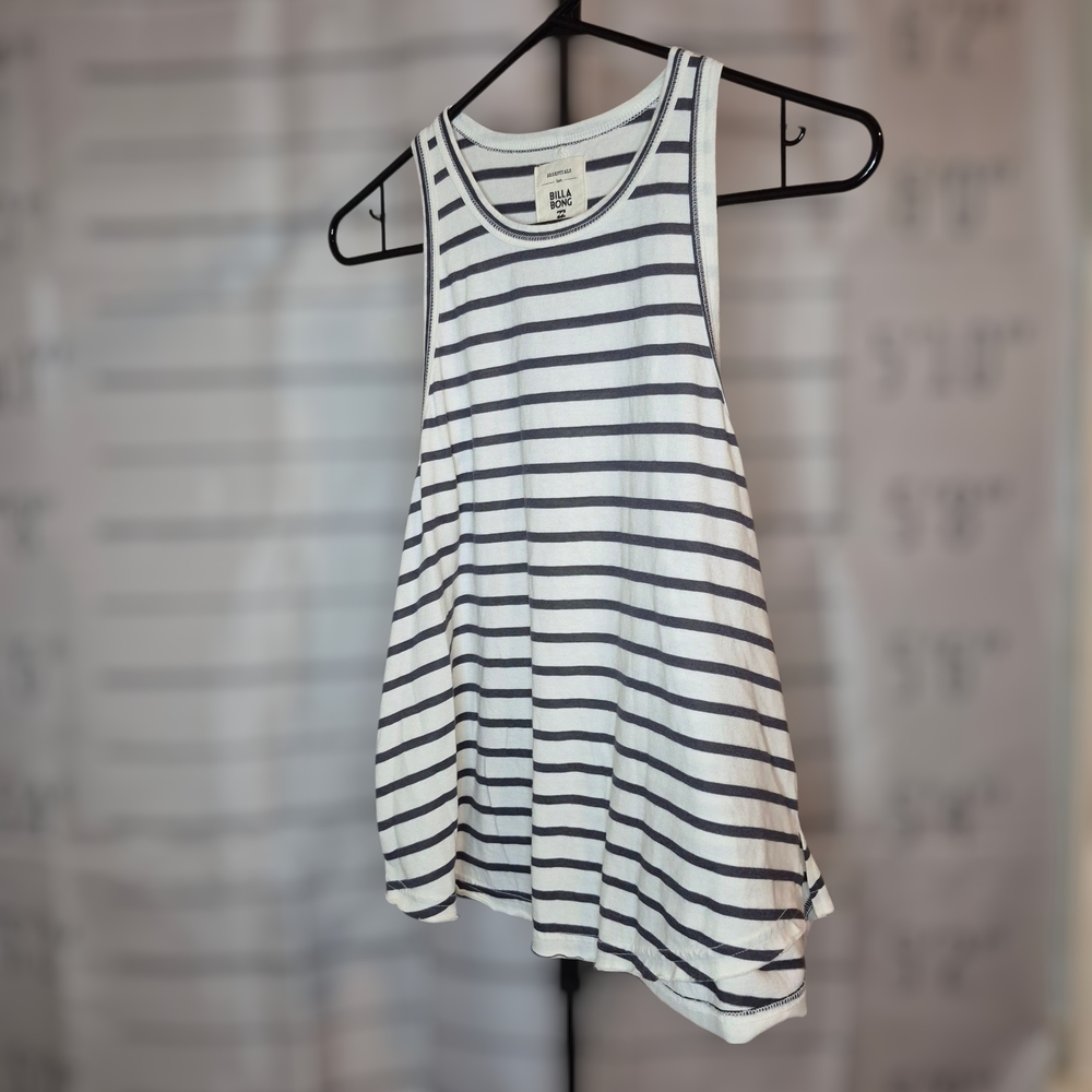 Billabong Navy and White Striped Tank Top